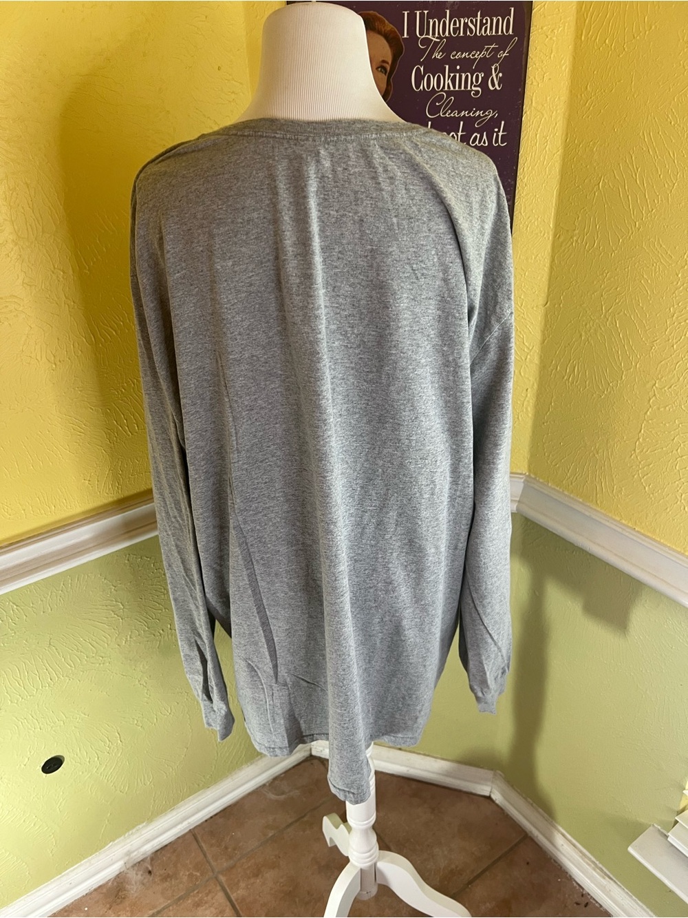 Fruit of the Loom Gray Long Sleeve Tee with Colorful Logo Print - Picture 3 of 5